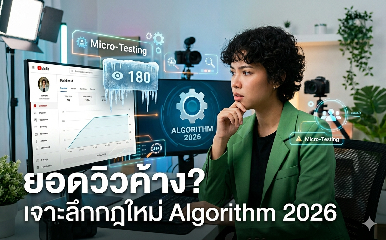 ปั้นช่อง YouTube 2026: แก้ยอดวิวค้าง + เจาะลึก Algorithm ล่าสุด