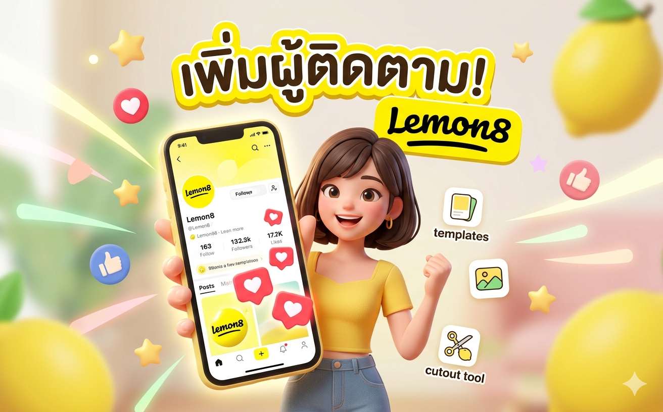 วิธีเพิ่มผู้ติดตาม Lemon8 ปั้มผู้ติดตามเลมอน8 กดไลค์ lemon8